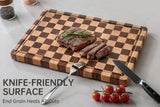 THETCHRY Large Wood Cutting Boards for Kitchen - Design in USA Checkered Cutting Board, Butcher Block Acaia Wood Cutting Board for Kitchen with Juice Grooves & Built in Handles, 17"L x 12"W x 0.8"Th thetchry