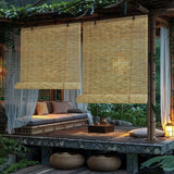 Natural Bamboo Reedcurtain with Lift, Sun Protection Outdoor Reedroller Blinds Retro, Breathable Roll up Shades for Windows, Privacy Protection, Customize, For Windows Patio Porch Indoor Outdoor(Prima XWLSLJFUH