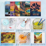 6 Pack Paint by Numbers Kit for Adults - National Park Adult Paint by Number Kits on Canvas for Beginner, Landscape DIY Acrylic Oil Number Painting for Adults, Perfect for Home Decor 10x14 Inch GEEHEIY
