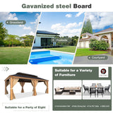YOLENY 12' x 20' Hardtop Gazebo Wood Grain Gazebo with Galvanized Steel Double Roof, Aluminum Frame, Outdoor Patio Hardtop Gazebo with Netting and Curtains for Deck, Backyard, Patio, Lawns YOLENY