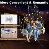 ZENPETIO Double Hanging Egg Chair with Stand, Rattan Wicker Swing with UV Resistant Cushion and Pillow, for Indoor Outdoor Bedroom Patio Hanging Basket Lovers Seat, Black ZENPETIO