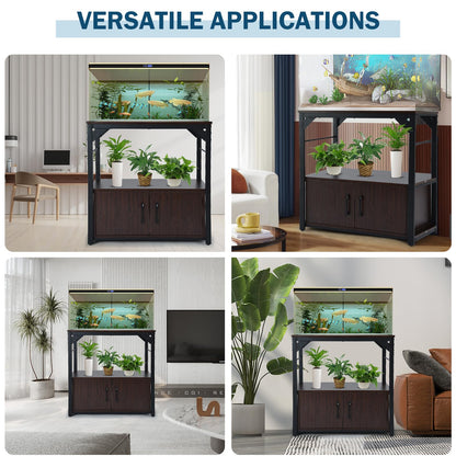 20 Gallon Fish Tank Stand Metal Frame Aquarium Stand with Storage Cabinet, Fish Tank with Stand for Fish Tank Accessories Storage for Fish Lovers, 500LBS Capacity Walnut 28.7" L*16.5" W Tabletop