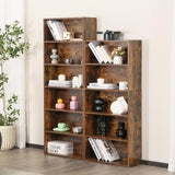 Sweetcrispy Industrial 6 Shelf Bookcase - Large 63 Inch Tall Floor Standing Open Bookshelf with Anti-Tipping Device for Home Office, Living Room, and Bedroom Storage, Rustic Brown Sweetcrispy