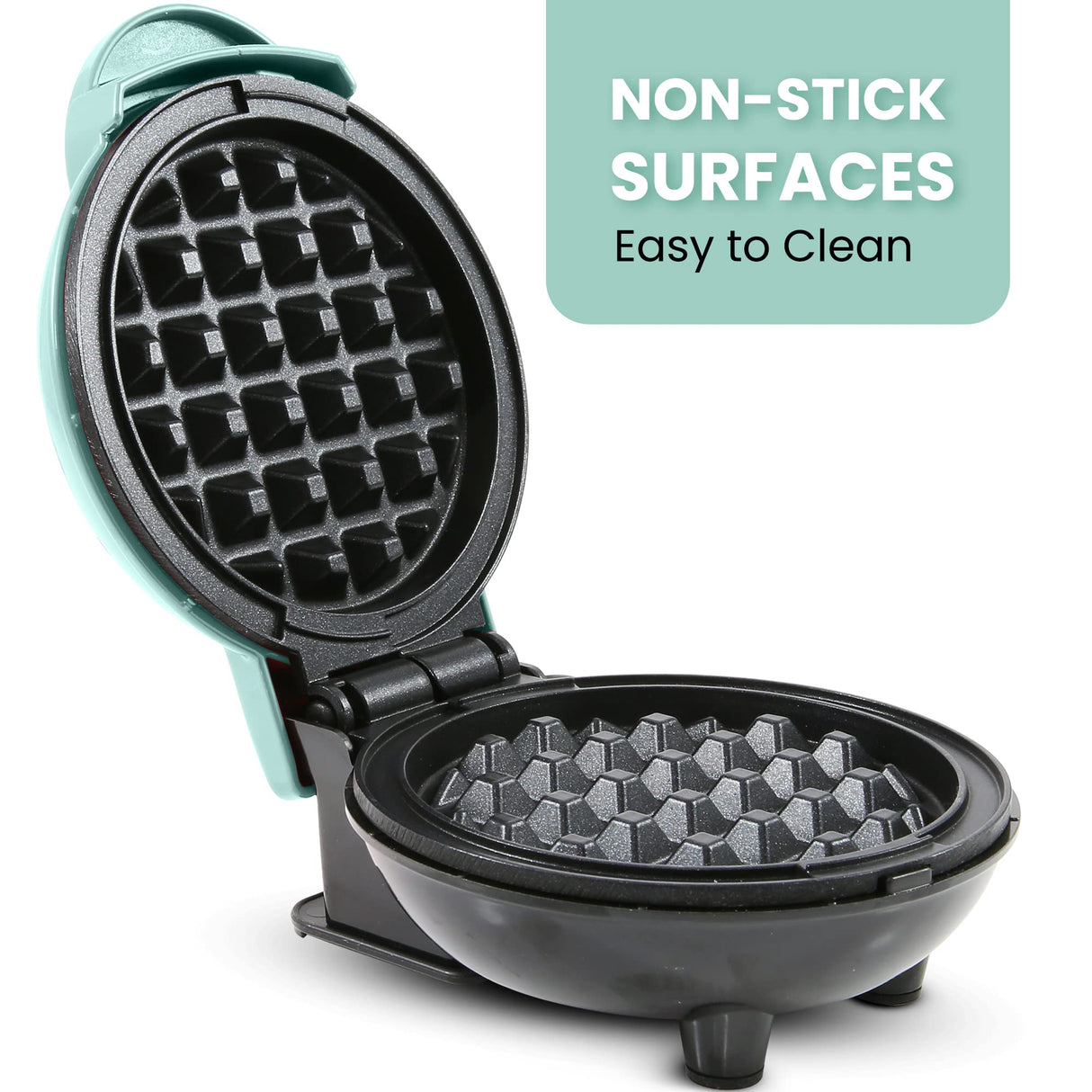 Elite Gourmet EWM015M Electric Nonstick 4.5-inch Mini Waffle Maker, Belgian Waffles, Compact Design, Hash Browns, Keto, Snacks, Sandwich, Eggs, Easy to Clean, Mint Elite Gourmet