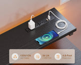 ODK 48 Inch Computer Desk with 3 Drawers and USB Power Outlets, Home Office Desks with LED Lights and Adjustable Monitor Stand, Work from Home, Modern Work/Writing/Study Table for Bedroom, Black ODK