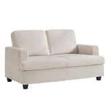 HOMYKA Loveseat Sofa, 60" Corduroy Couch with Side Pocket, Removable Pillow and Cushion Cover 2 seat Couches, Comfy Modern Small Couch for Living Room, Small Spaces, Dorms, Office, Beige HOMYKA