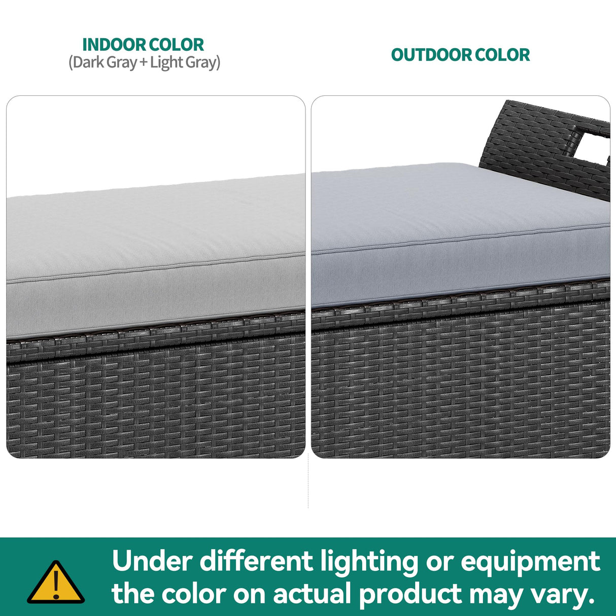 YITAHOME 90 Gallon Outdoor Wicker Storage Bench w/Cushion, Large PE Rattan Deck Storage Box w/Handles & Hydraulics for Patio Furniture, Cushions, Garden Tools, Pool & Sports Equipment, Black&Grey YITAHOME