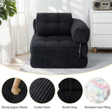 Airynee Convertible Folding Sofa Bed, L- Shaped Sleeper Chair Bed with Armrest and Pillow, Fold Out Sleeper Sofa, Comfortable Floor Couch for Small Spaces/Living Room/Bedroom, Single, Black Airynee