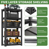 VIYET Garage Shelves, 63" H Garage Shelving Heavy Duty, 3000Lbs 5 Tier Adjustable Storage Shelves Suitable for Warehouse, Basement, Workshop,Require Assembly, 15.75" D*31.5" W *63" H(Black) VIYET