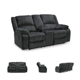Signature Design by Ashley Draycoll Contemporary Double Reclining Manual Loveseat with Center Console, Dark Gray Signature Design by Ashley