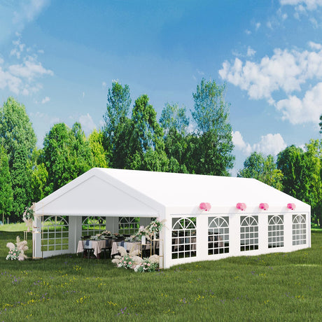 GarveeLife 20'x40' Durable Heavy Duty Outdoor Party Tent - Removable Sidewalls, 5 Storage Bags, Waterproof Canopy, Ideal for Weddings, Carports, and Garden Events. GarveeLife