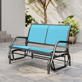 Outsunny 2-Person Outdoor Glider Bench, Patio Double Swing Rocking Chair Loveseat w/Powder Coated Steel Frame for Backyard Garden Porch, Blue Outsunny