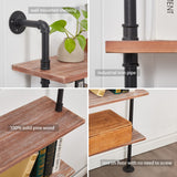Anynice 6 Tier Industrial Ladder Pipe Shelf Bookcase, Rustic Wall Mounted Pipe Bookshelves for Decor and Storage Anynice