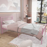 Weehom Platform Steel Bed Frame with 6 Legs Mattress Foundation Heavy Duty Bed Steel Slat Support Easy Assemble Kids Adults(Twin Size),Pink Weehom