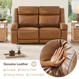 Watson & Whitely Genuine Leather Power Loveseat Recliner Sofa, 2 Seat Wall Hugger Reclining Sofa with Power Headrest & Charging Ports, Dual Recliner Sofas for Living Room, RV, Saddle Brown Watson & Whitely