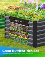 Quictent Galvanized Raised Garden Bed 6x3x2 Ft Metal Planter Box Bottomless for Backyard Outdoor, Include 1 pc Tomato Cage (Dark Gray) Quictent