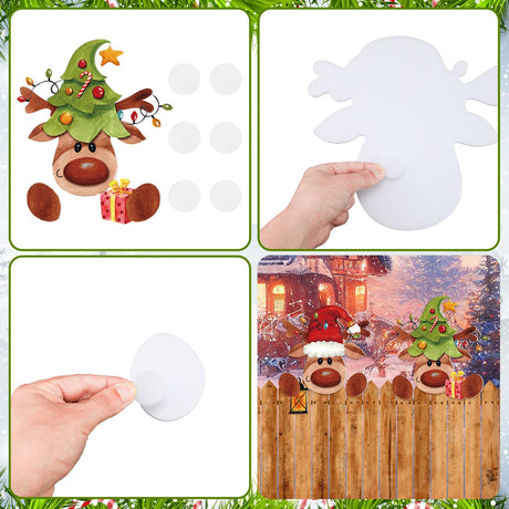 Barydat 5 Pcs Christmas Fence Peeker Decoration Peeking Garden Yard Decorations Outdoor Xmas DIY Cute Garden Fence Sign Ornament for Home Yard Sign Art Patio Holiday Decor(Santa and Elk) Barydat