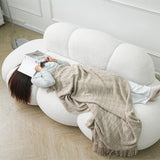 Modern Curved Sofa, 3 Seater, Soft Sherpa Upholstered Sofa, Minimalist Style Comfy Cloud Couch for Living Room Apartment, White LovingAHome