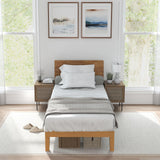 Sweetcrispy Solid Wood Bed Frame, Twin Size Bed Base with Wood Slat Support, Sturdy, Stylish & Noise-Free Design, No Box Spring Needed, Easy Assembly, 12 in Natural Pine Sweetcrispy