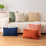 Aegero Pack of 2 Corduroy Decorative Throw Pillow Covers 18x18 Inch Soft Striped Pillow Covers Modern Farmhouse Home Decor for Sofa Living Room Couch Bed(Cream White) Aegero