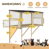 MAGIC UNION Cat Catio, Cat Window Perch for Indoor Cats - Expandable Wooden Windows Box Enclosure, Waterproof Cats Windows Hammock for Enjoying The Outdoor Sights (Original Wood, 82.6" L) MAGIC UNION
