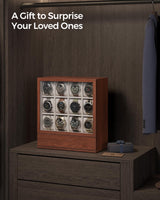 SONGMICS 12-Slot Wooden Watch Box, Watch Display Case with Window, Watch Display Cabinet with Solid Wood Veneer, Velvet Lining, Vertical Storage, SONGMICS