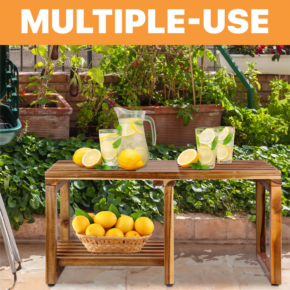 ENKEZI Adjustable Length 29.5 Inches Shower Stool Bench Chair Waterproof with Storage Shelf for Shaving Legs, Spa, Bath Seat in Bathroom, Inside Shower for Adults Seniors Elderly ENKEZI