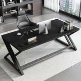 HSH 70.8" Black Computer Desk, Large Modern Workstation Home Office Desk, Long Industrial Study Gaming Work Writing Desk for 2 Person, Farmhouse Double Wood Executive Pc Table with Storage in Bedroom HSH