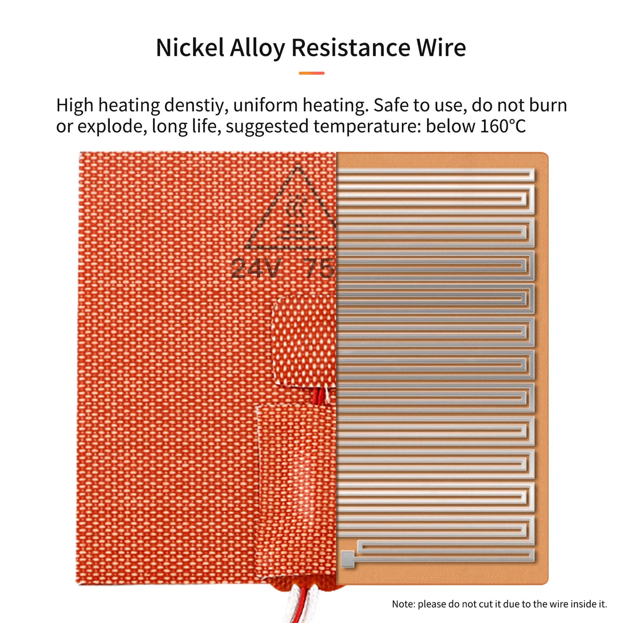 FYSETC 3D Printer Voron0.1 Silicone Heater Pad - 24V 75W Heating Mat 100x100mm - Heated Bed with NTC 100K Thermistor: Built-in Bimetal Thermostat Easy Install for Vorn 0 0.1 Hot Aluminum Build Plate FYSETC