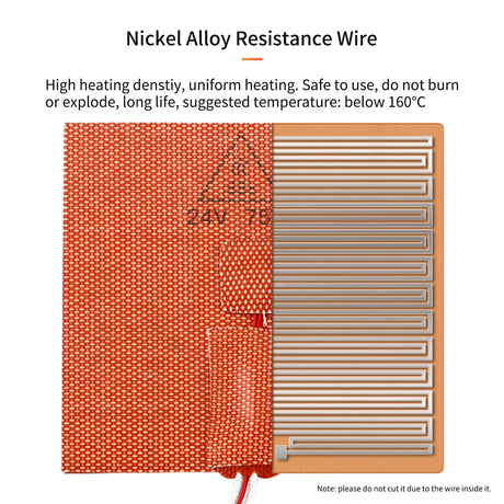 FYSETC 3D Printer Voron0.1 Silicone Heater Pad - 24V 75W Heating Mat 100x100mm - Heated Bed with NTC 100K Thermistor: Built-in Bimetal Thermostat Easy Install for Vorn 0 0.1 Hot Aluminum Build Plate FYSETC