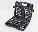 121 Piece Mechanic Tool Socket Wrench Set 3/8 and 1/4 inch Drive Metric and Standard, with Tool Box Case for Home, Men, Car, Automotive, Hand Tool Kit and as A Gift MECHMAX