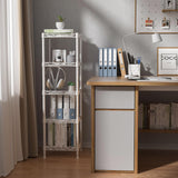 GIOTORENT 5 Tier Standing Shelving Metal Units, Adjustable Height Wire Shelf Display Rack for Laundry Bathroom Kitchen 11.8 W x 11.8 D x 50 H (5-Tier, White) GIOTORENT