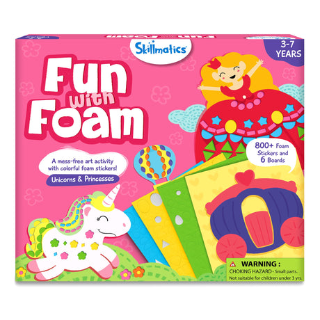 Skillmatics Foam Sticker Art Activity - Unicorns & Princesses, Mess-Free Fun for Kids, 800+ 3D Foam Stickers, DIY Felt Craft Kits, Gifts for Girls & Boys Ages 3, 4, 5, 6, 7 Skillmatics