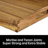 KITEISCAT Acacia Wood Serving Tray with Handles - 17-Inch Decorative Wooden Tray - Perfect for Breakfast, Lunch, Dinner, Appetizers, Patio, Ottoman, Coffee Table - Durable Living Room and Couch Tray KITEISCAT