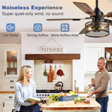Depuley 42-Inch Ceiling Fans with Lights: Caged Ceiling Fans Dual Finish 5 Blades - Rustic Ceiling Fan with Remote Control for Industrial Living Room Outdoor Patio (E26 Bulb Included) Depuley