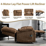 SINCRUMI 4-Motor Power Lift Chairs for Elderly with Heat & Massage, Infinite Position Adjustable Headrest, Lumbar and Footrest, Wide Seat Lay Flat Recliner with Hidden Cup Holders, Brown SINCRUMI