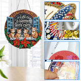 Reofrey Hanging Diamond Art Kits for Adults - 8x8 Inch Christmas Cat Acrylic Board Double Sided Pattern Diamond Art Suncatcher Pendant, DIY Crystal Art for Home Wall or Window Decoration Handmade Gift Reofrey