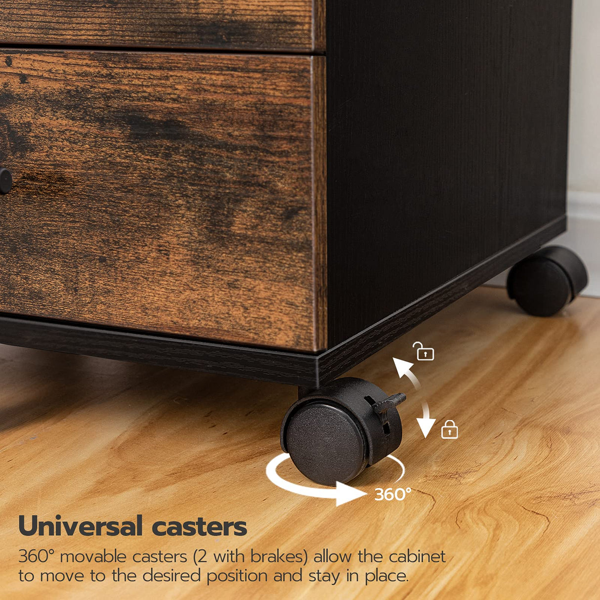 HOOBRO 5-Drawer Chest, File Cabinet, Wooden File Cabinet, Office Cabinet with Drawers, Storage Cabinet for Makeup, for Home Office, Study, Easy Assembly, Rustic Brown BF05WJ01 HOOBRO