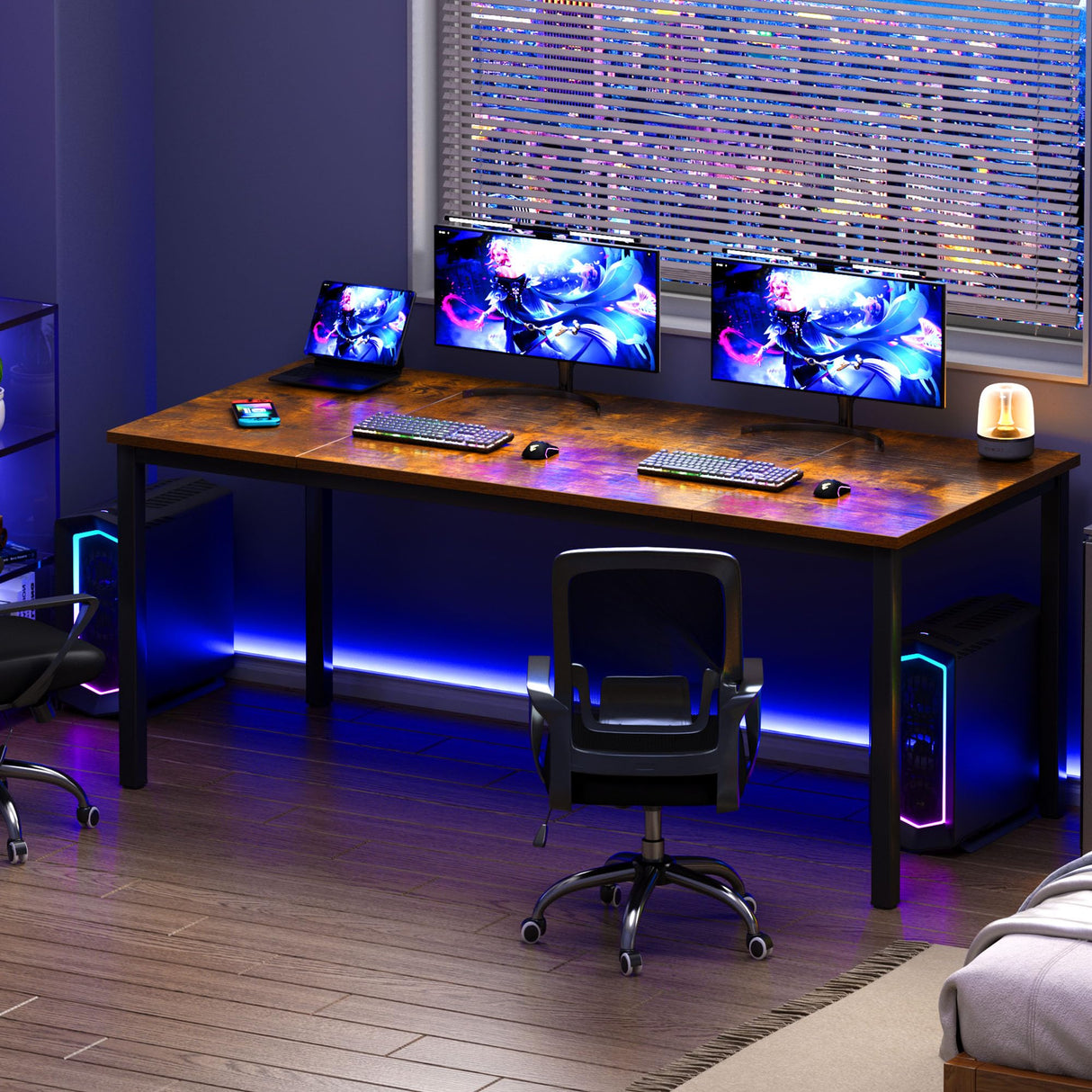 Need Large Computer Desk 70.8 x 31.5 inches Conference Table Large Office Desk Writing Table Workstation for Home Office,Rustic Brown & Black 10FJGSAC3-180FG-ND Need