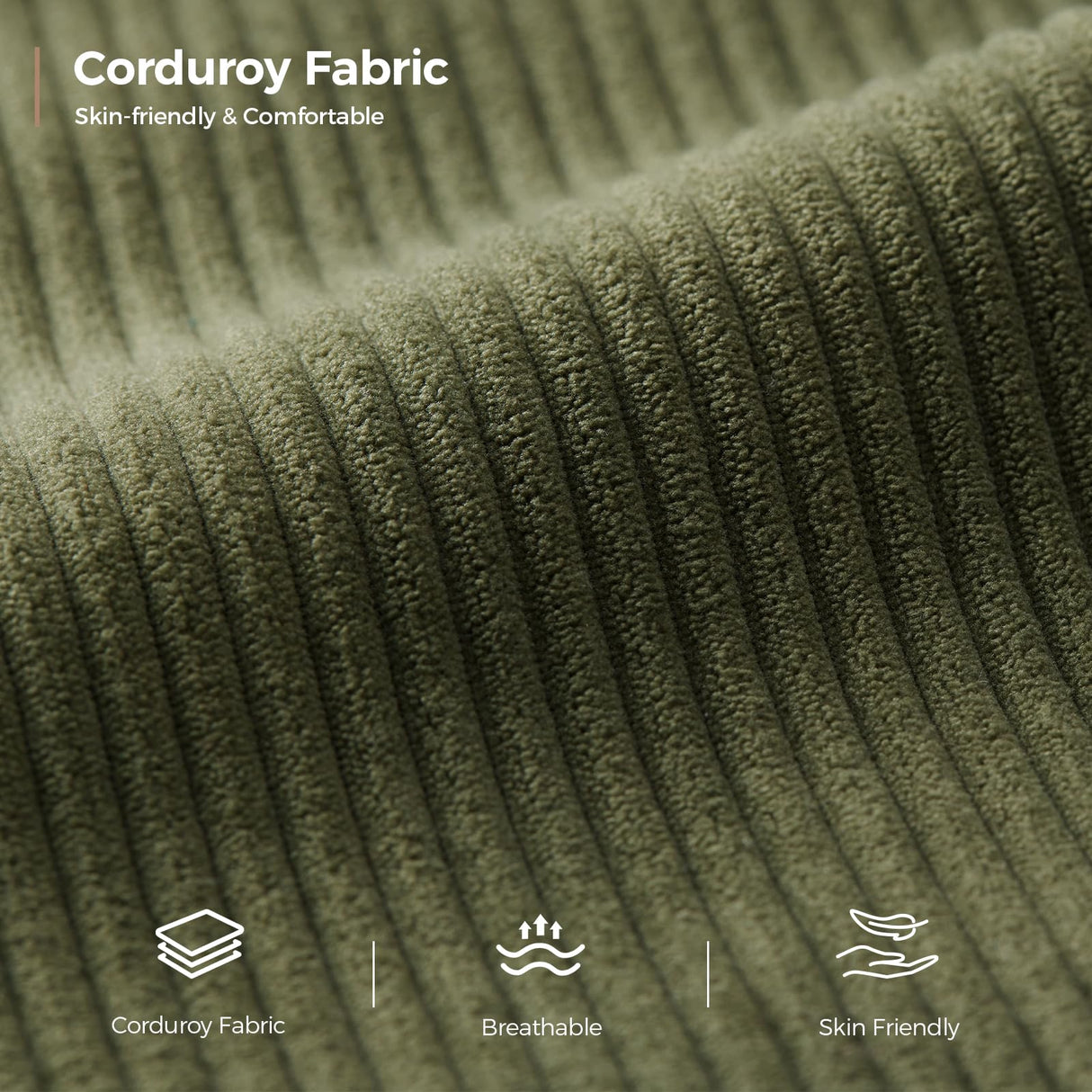 COPIAE 63 Inch Sofa with Extra Deep Seats Oversize, Corduroy Fabric 2 Seater Sofa for Living Room,Modern Couch and Loveseat, Comfy Armrests and Seats and Backrests, Easy Installation, Green COPIAE