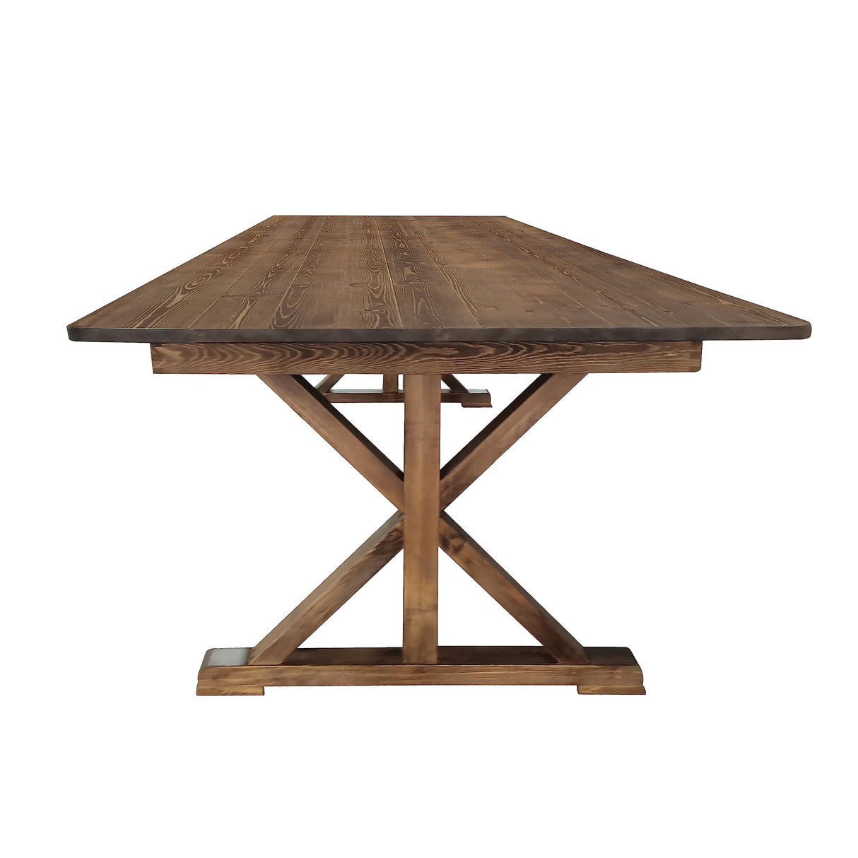 EMMA + OLIVER Elora Folding Farmhouse Dining Room Table with Crisscross Legs, Commercial Grade Rectangular Solid Pine Farm Table for 8, 7' x 40", Antique Rustic EMMA + OLIVER