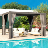 Aoxun Louvered Pergola 10 x 12ft Outdoor Aluminum Pergola with Adjustable Roof for Gardens, Decks and Backyards, Gray Aoxun