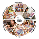 Mowana Diamond Art Kits for Adults - 6 Pack Animals Cat Dog Lion Elephant Deer Cow Diamond Painting Kits for Beginners, 5D DIY Full Drill Gem Art Painting for Home Wall Decor and Gifts 12x16inch Mowana