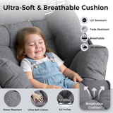 IRONCK Wicker Outdoor Egg Chair with Ottoman, Patio Lounge Chair with Footrest, Thickened Padded Cushion and Headrest, Egg Seat for Patio, Living Room, Garden, Balcony, Dark Gray IRONCK