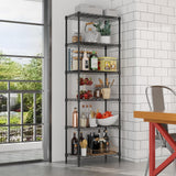 SINGAYE 6 Tier Adjustable Storage Shelf Wire Shelving Unit Metal Shelves Standing Closet Bathroom Organizers Pantry Kitchen Garage Laundry Room Organization Home Rack 12" D X 22" W X 69.5" H Black SINGAYE