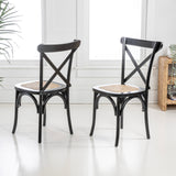 JONATHAN Y DNG1001D-SET2 Cassis Classic Traditional X-Back Wood Rattan Dining Chair French Country, Cottage, Vintage, Farmhouse, Shabby Chic, Black/Natural (Set of 2) JONATHAN Y
