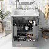 Merax 30" Bathroom Vanity with Single Sink, Combo Cabinet Undermount Sink, Bathroom Storage Cabinet with 2 Doors and a Drawer, Soft Closing, Multifunctional Storage, Solid Wood Frame, Gray Merax