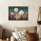 Putuo Decor Wooden Mountain Wall Art, Moon Over Mountain Nature Wilderness Wood Wall Sign Western Decor, Rustic Cabin Decor Adventure Wall Decor for Living Room Bedroom Putuo Decor