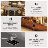 HNEBC Lockable Display Curio Cabinet with Glass Door,47.2" W Glass Display Cabinet with 3 Color Lights for Collectibles,5-Tier Lighted Display Case with Human Sensor,Living Room,Black HNEBC