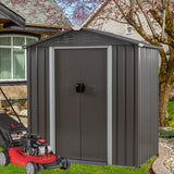 Vongrasig 6x4 FT Outdoor Storage Shed, Metal Garden Shed Clearance with Window and Lockable Door, All-Weather Sloping Roof Tool Shed for Backyard, Patio, Grey Vongrasig